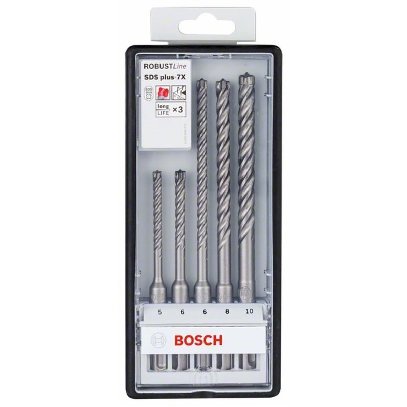 Bosch Hammerbohrer SDS-plus-7X-Set Robust Line 5tlg. 5 / 6 / 6 / 8 / 10 mm
